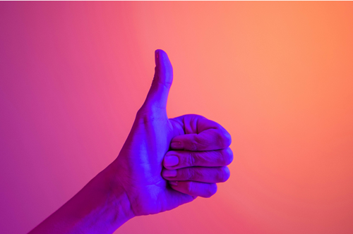 Picture of a thum up in bright colors